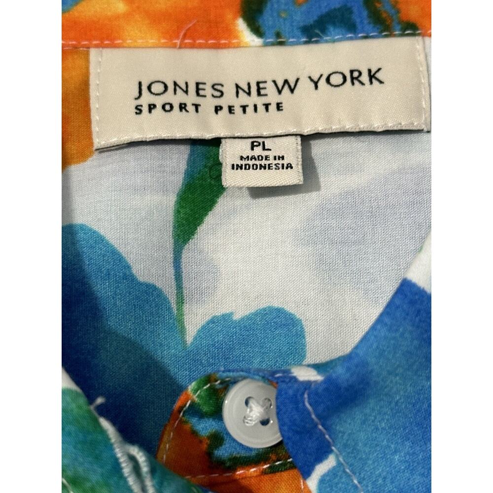 Jones‎ New York Sport Petite PL Sleeveless Floral Blouse Two Front Pockets - Picture 12 of 16